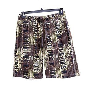 Beach Rays Surf Board Shorts Mens 30 Swim Trunks Hawaiian Tribal Print Brown
